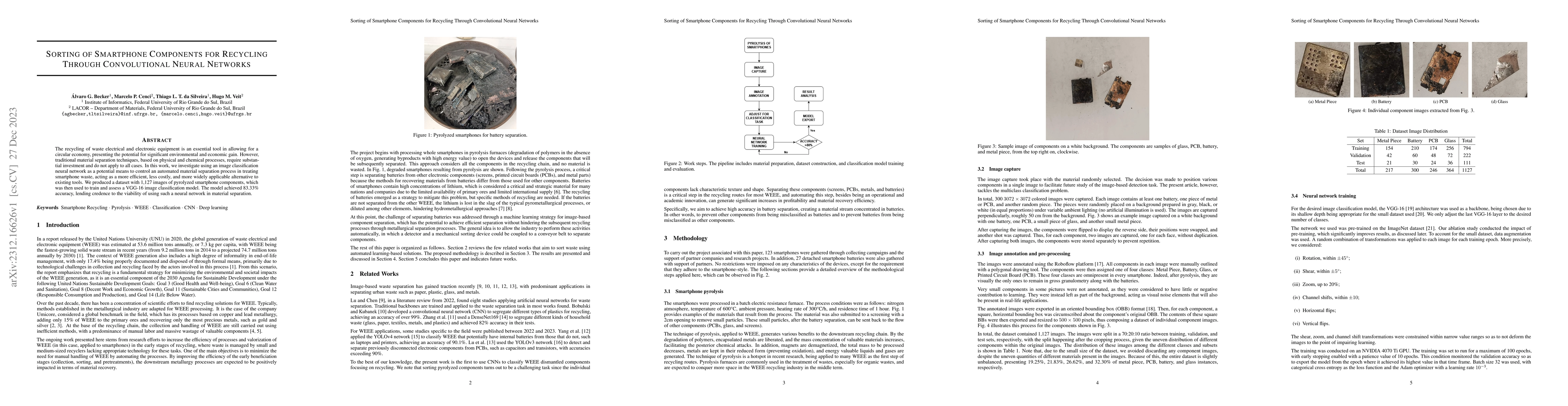 Thumbnail for Sorting of Smartphone Components for Recycling Through Convolutional
  Neural Networks