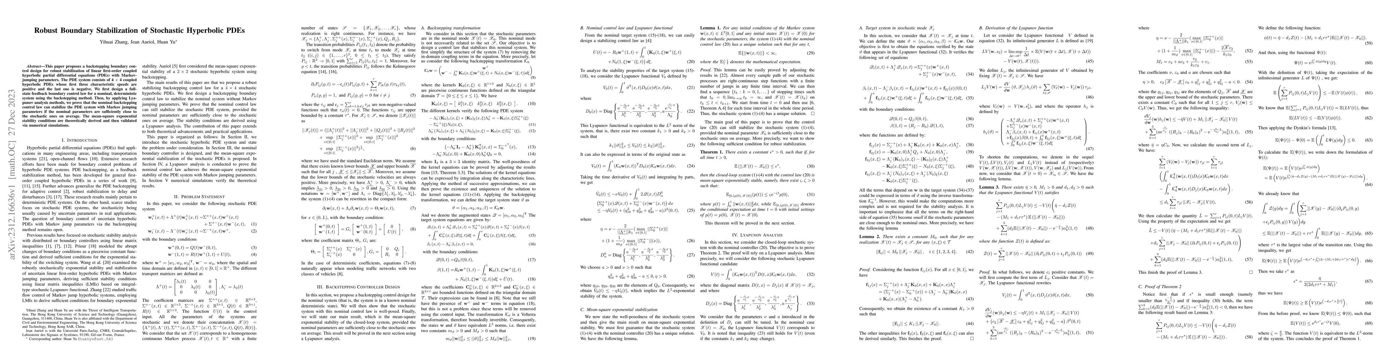 Thumbnail for Robust Boundary Stabilization of Stochastic Hyperbolic PDEs