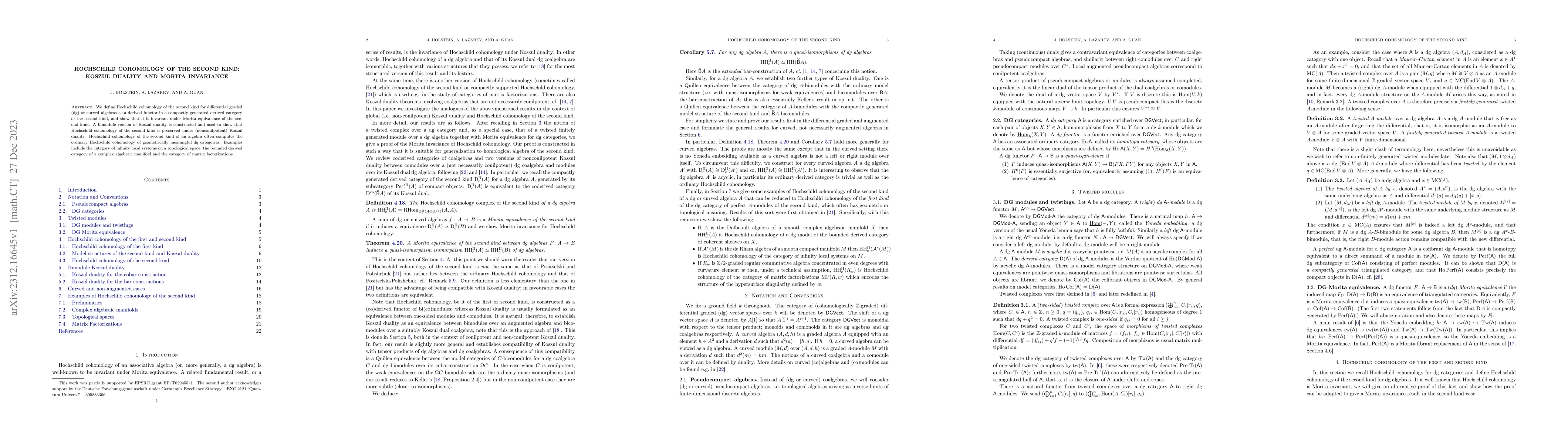 Thumbnail for Hochschild cohomology of the second kind: Koszul duality and Morita
  invariance