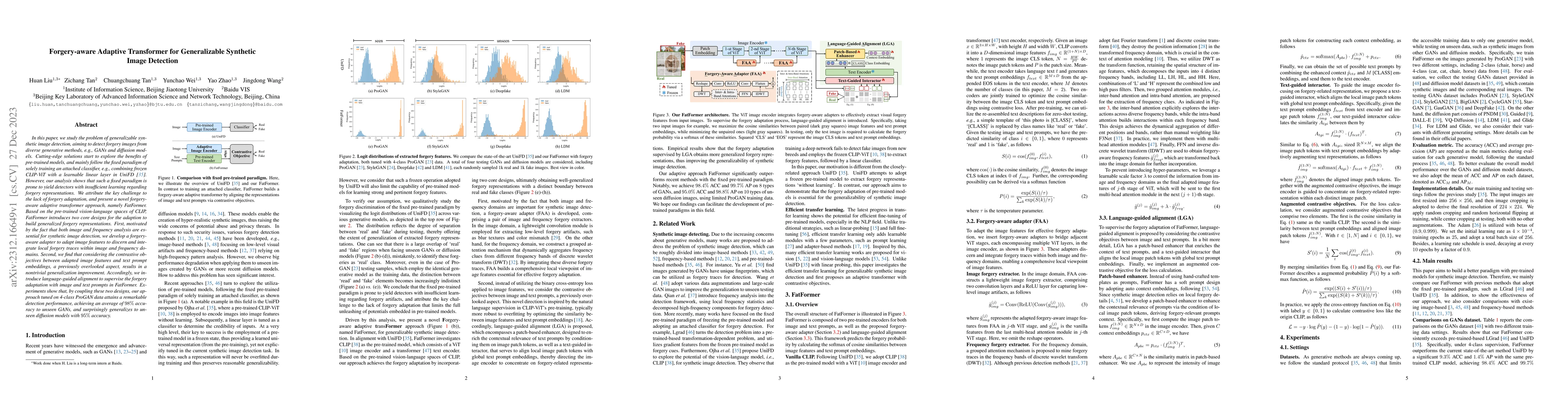 Thumbnail for Forgery-aware Adaptive Transformer for Generalizable Synthetic Image
  Detection