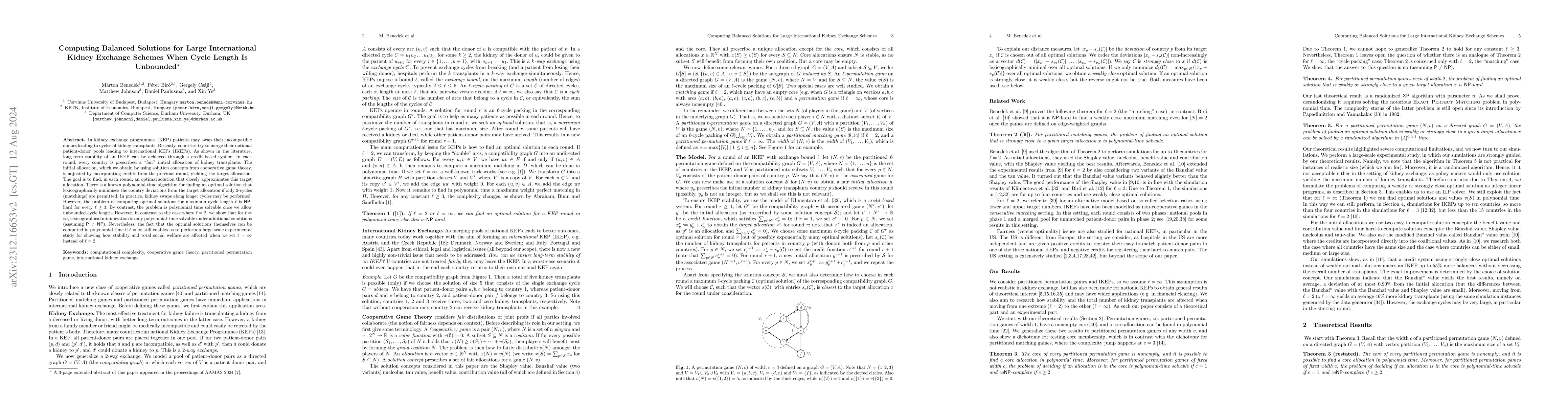 Thumbnail for Computing Balanced Solutions for Large International Kidney Exchange
  Schemes When Cycle Length Is Unbounded