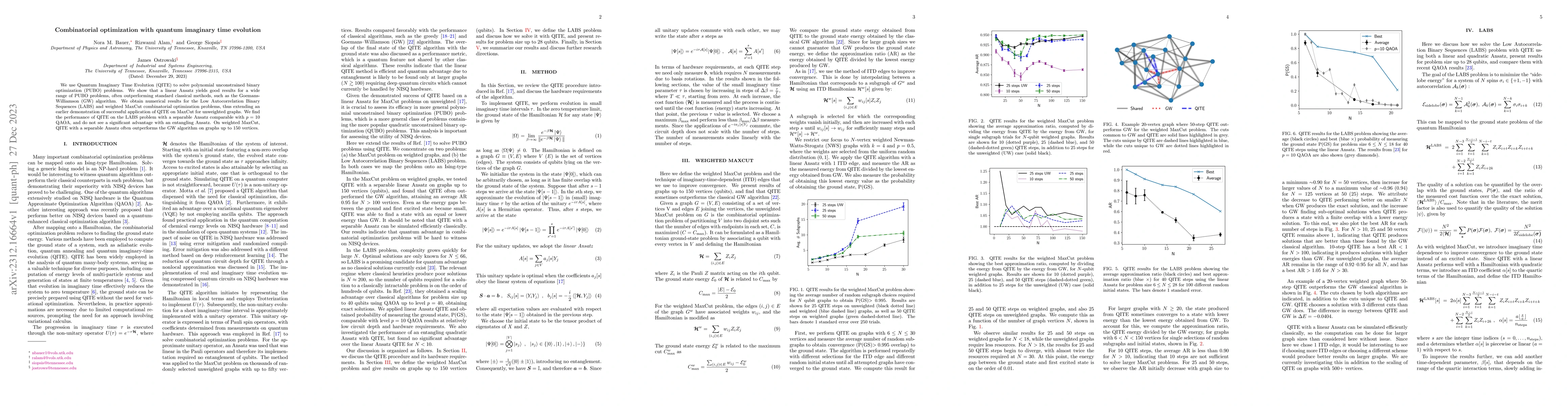 Thumbnail for Combinatorial optimization with quantum imaginary time evolution