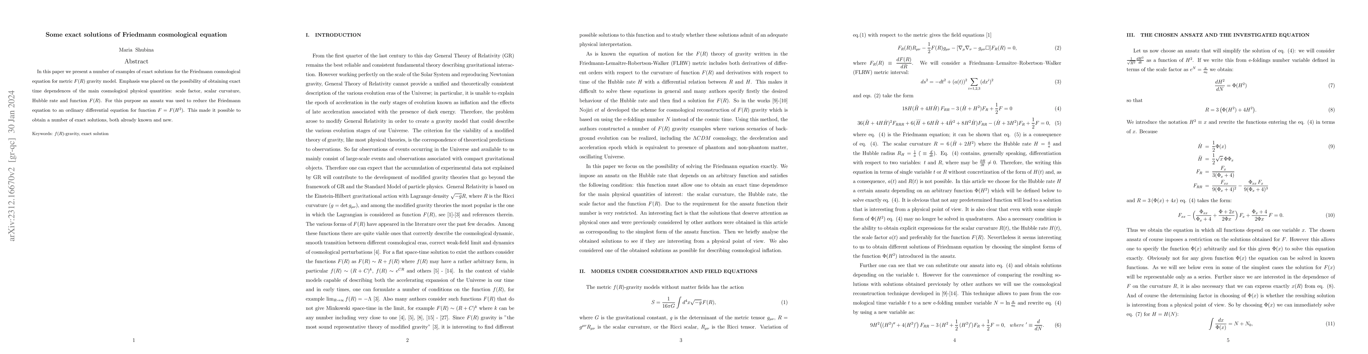 Thumbnail for Some exact solutions of Friedmann cosmological equation