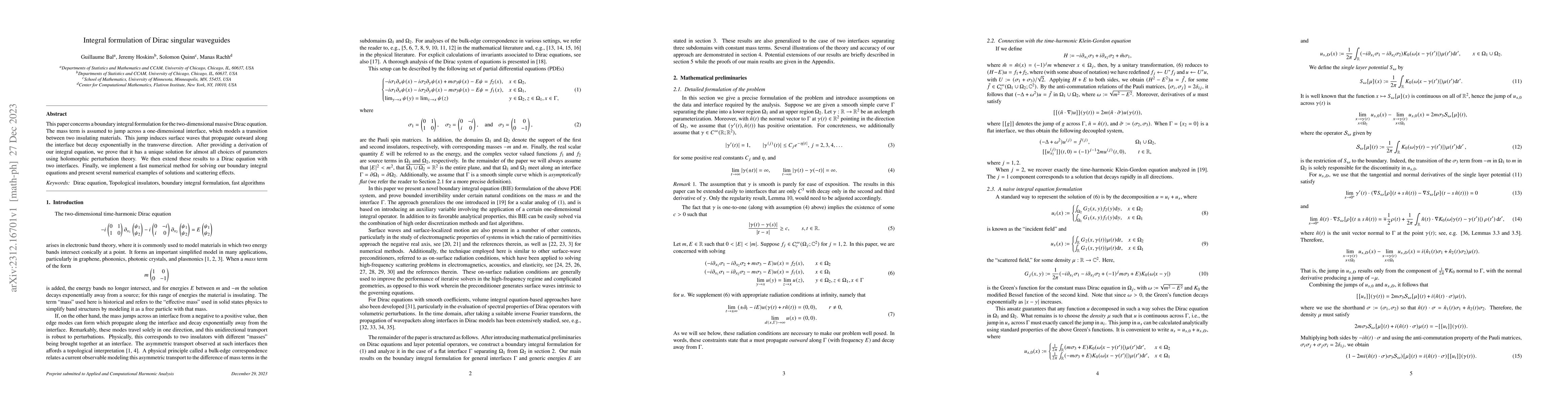 Thumbnail for Integral formulation of Dirac singular waveguides