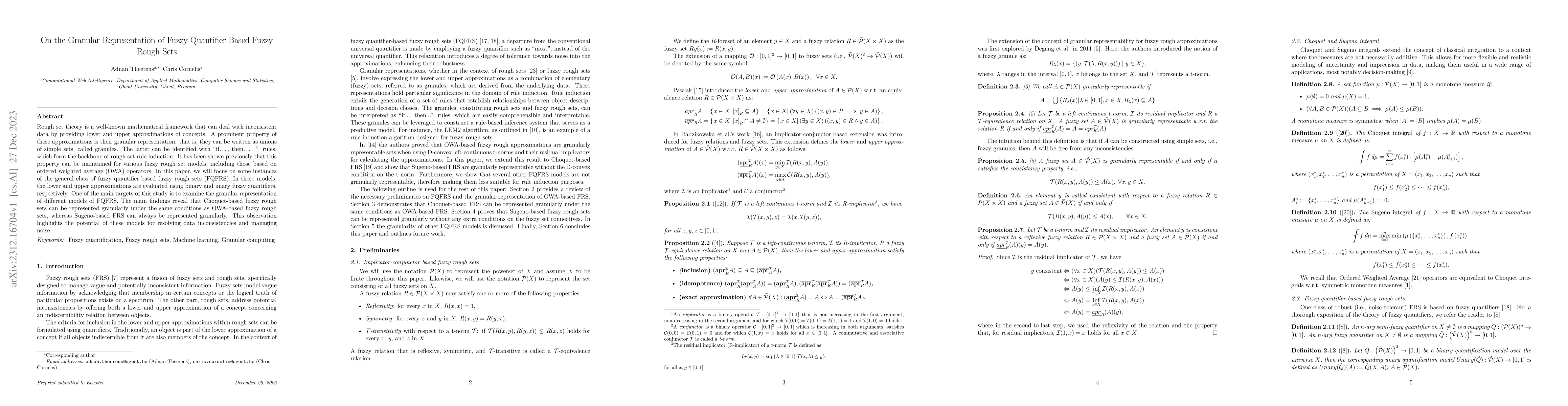 Thumbnail for On the Granular Representation of Fuzzy Quantifier-Based Fuzzy Rough
  Sets