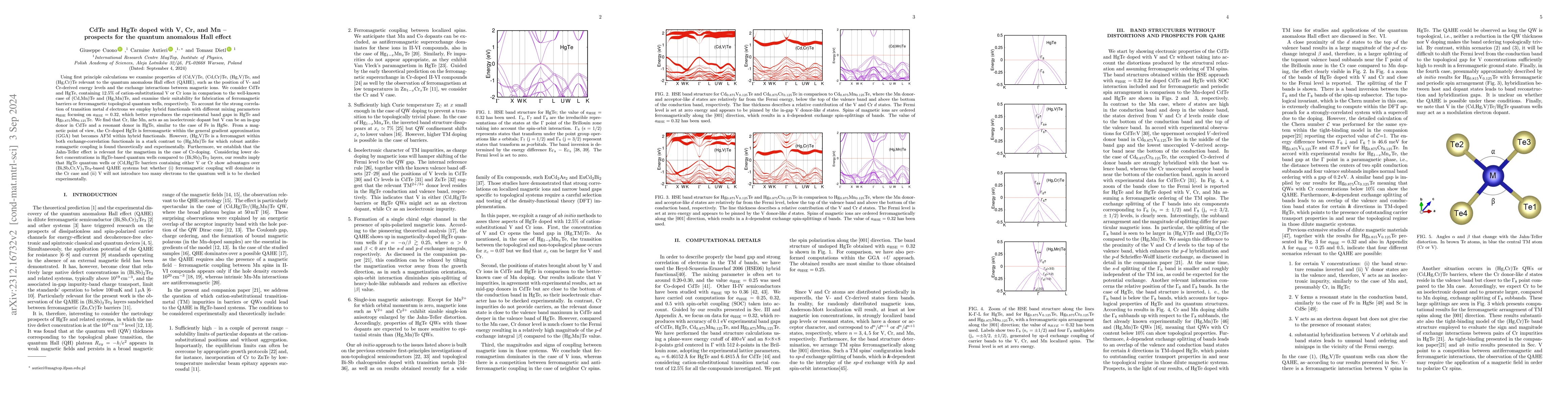 Thumbnail for CdTe and HgTe doped with V, Cr, and Mn -- prospects for the quantum
  anomalous Hall effect