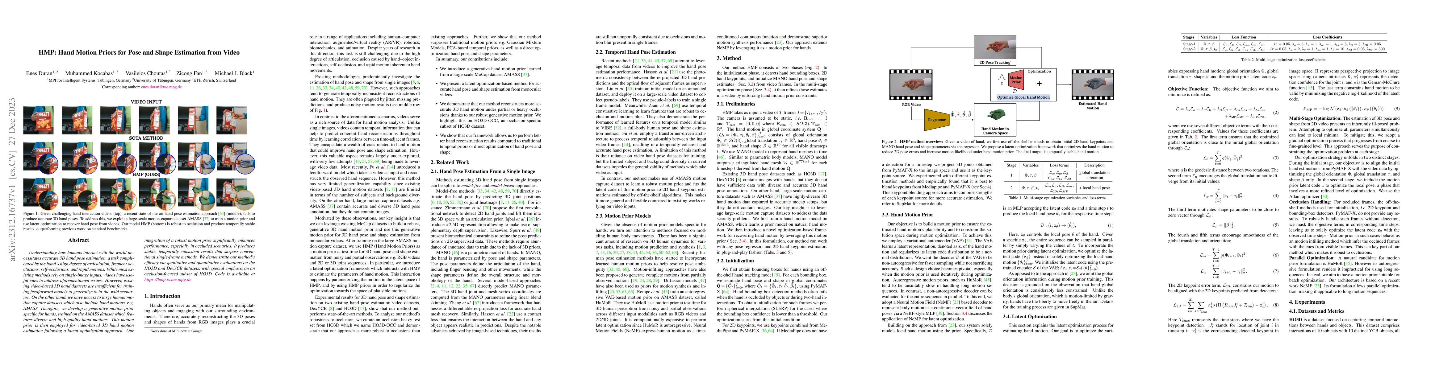 Thumbnail for HMP: Hand Motion Priors for Pose and Shape Estimation from Video