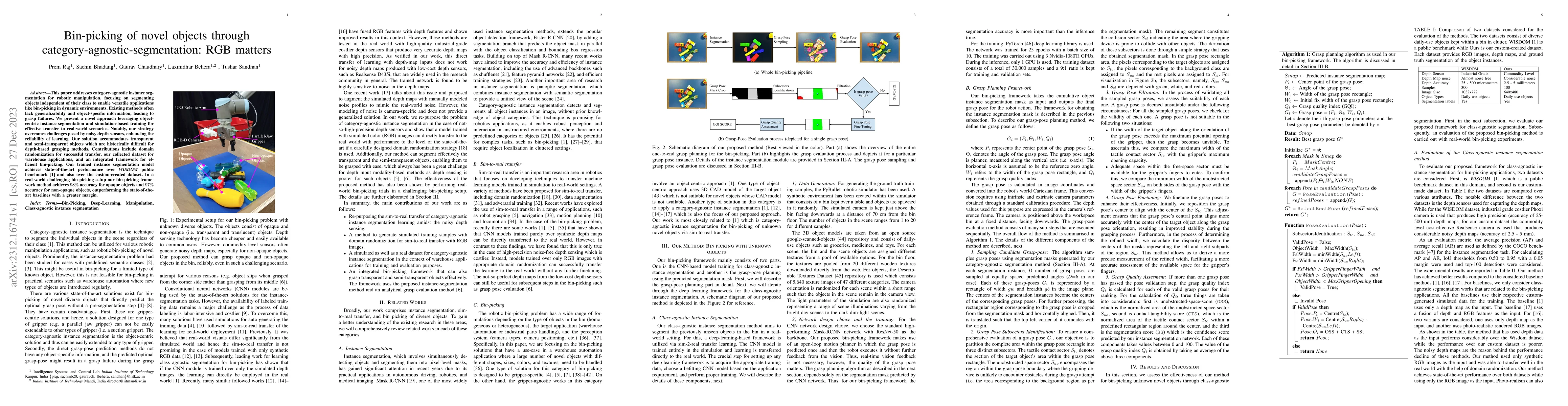 Thumbnail for Bin-picking of novel objects through category-agnostic-segmentation: RGB
  matters