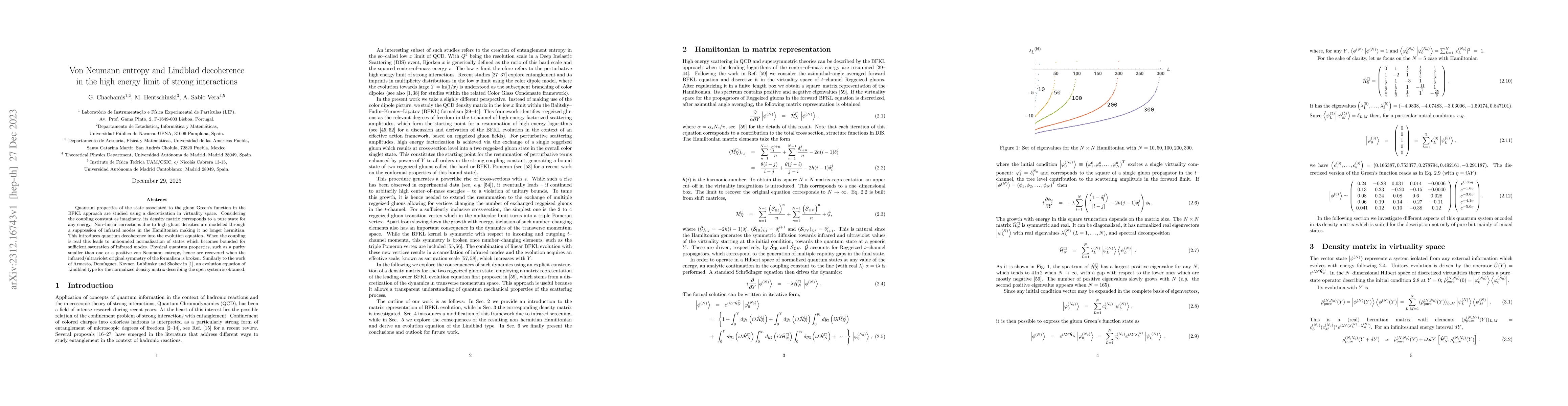 Thumbnail for Von Neumann entropy and Lindblad decoherence in the high energy limit of
  strong interactions