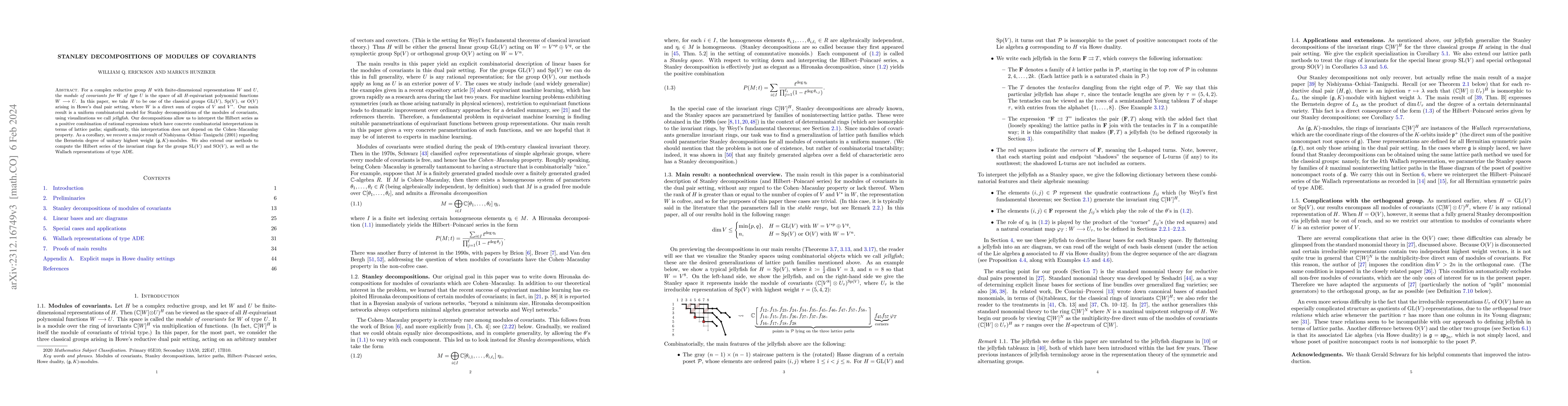 Thumbnail for Stanley decompositions of modules of covariants