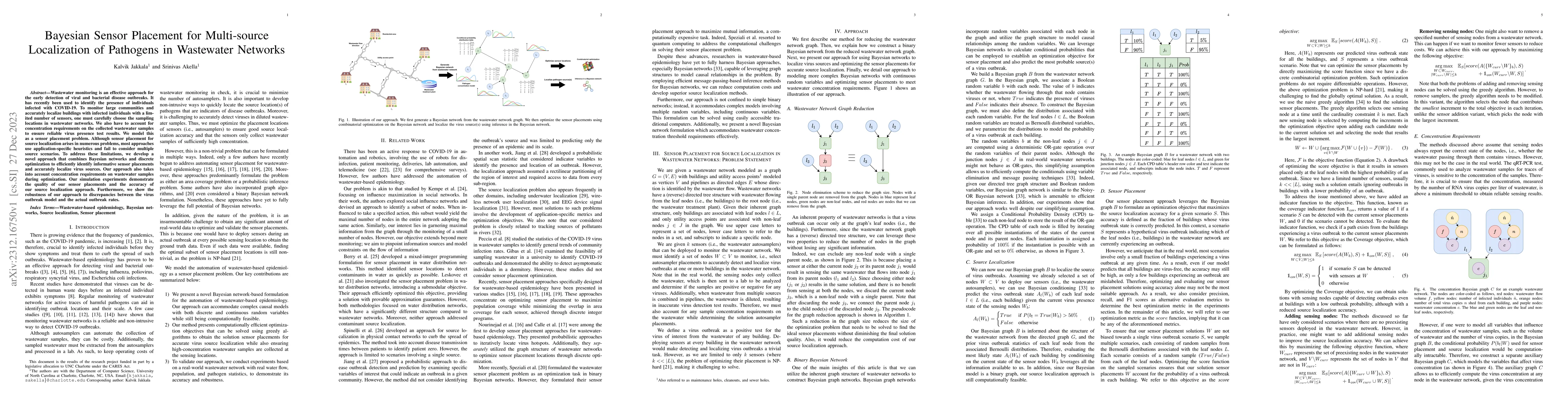 Thumbnail for Bayesian Sensor Placement for Multi-source Localization of Pathogens in
  Wastewater Networks