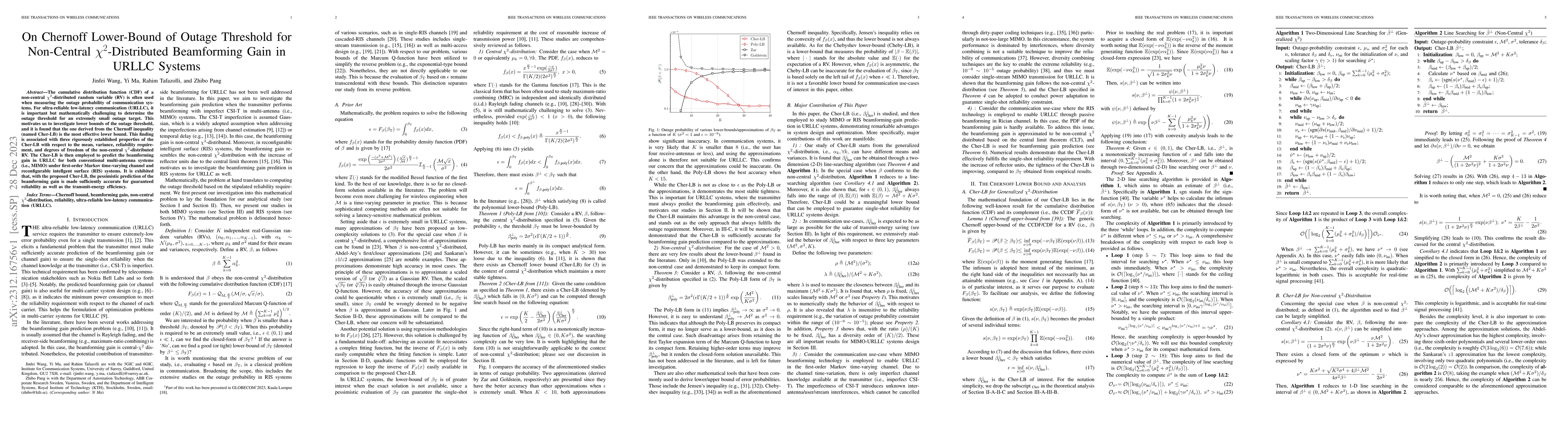 Thumbnail for On Chernoff Lower-Bound of Outage Threshold for Non-Central
  $\chi^2$-Distributed Beamforming Gain in URLLC Systems
