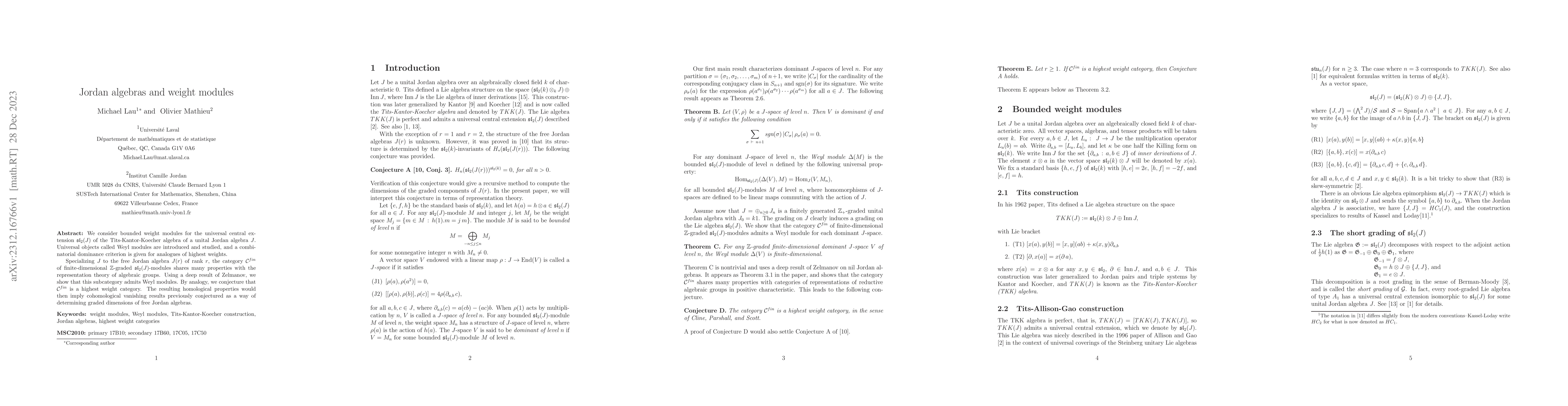 Thumbnail for Jordan algebras and weight modules
