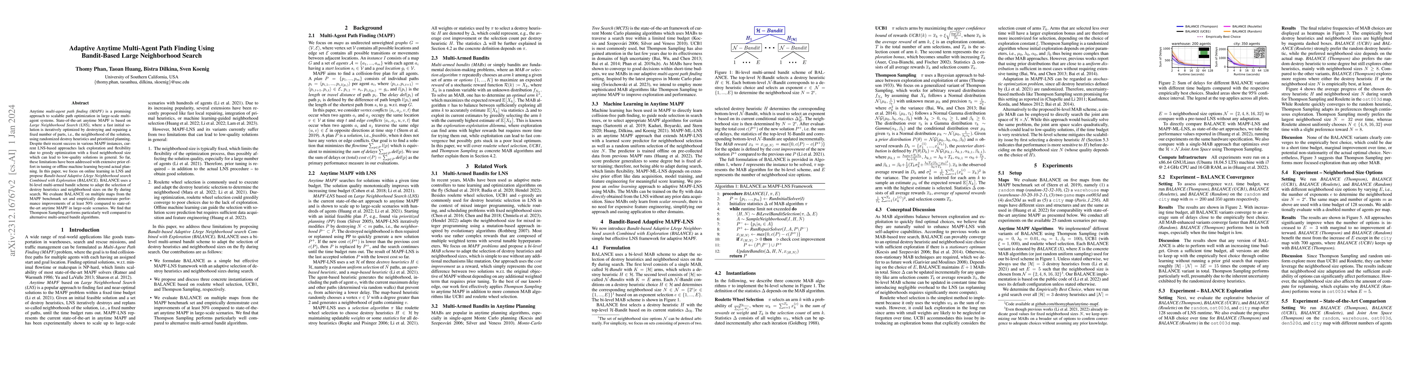 Thumbnail for Adaptive Anytime Multi-Agent Path Finding Using Bandit-Based Large
  Neighborhood Search