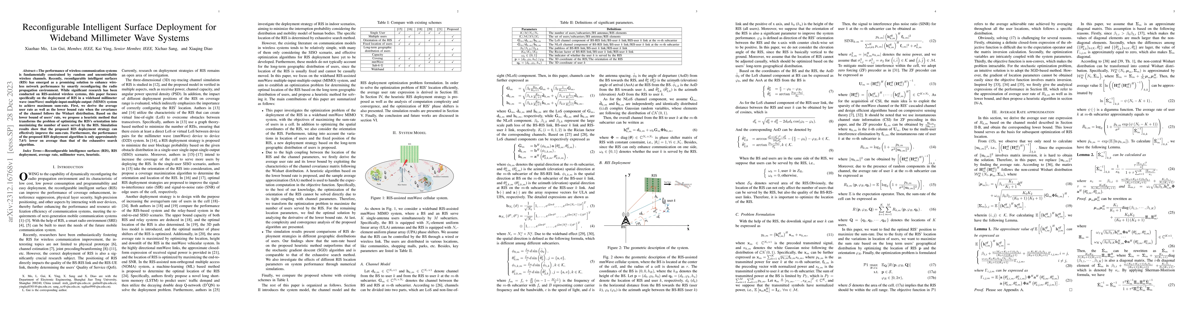 Thumbnail for Reconfigurable Intelligent Surface Deployment for Wideband Millimeter
  Wave Systems