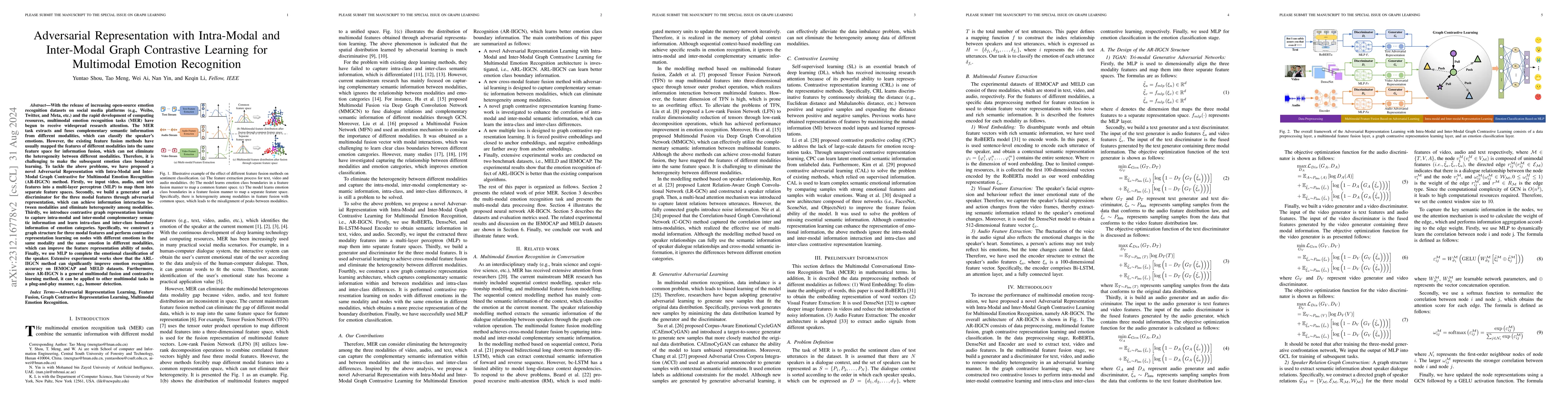 Thumbnail for Adversarial Representation with Intra-Modal and Inter-Modal Graph
  Contrastive Learning for Multimodal Emotion Recognition