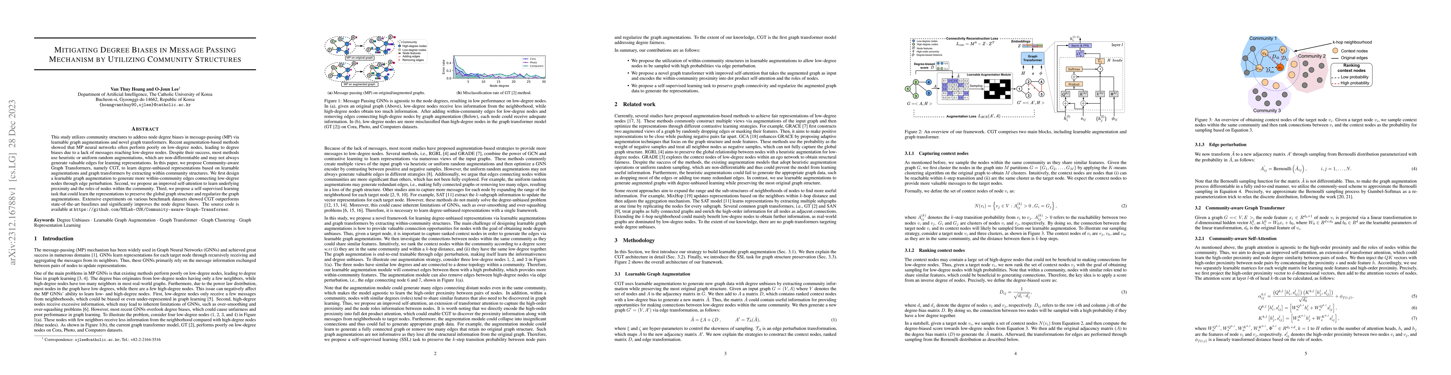 Thumbnail for Mitigating Degree Biases in Message Passing Mechanism by Utilizing
  Community Structures