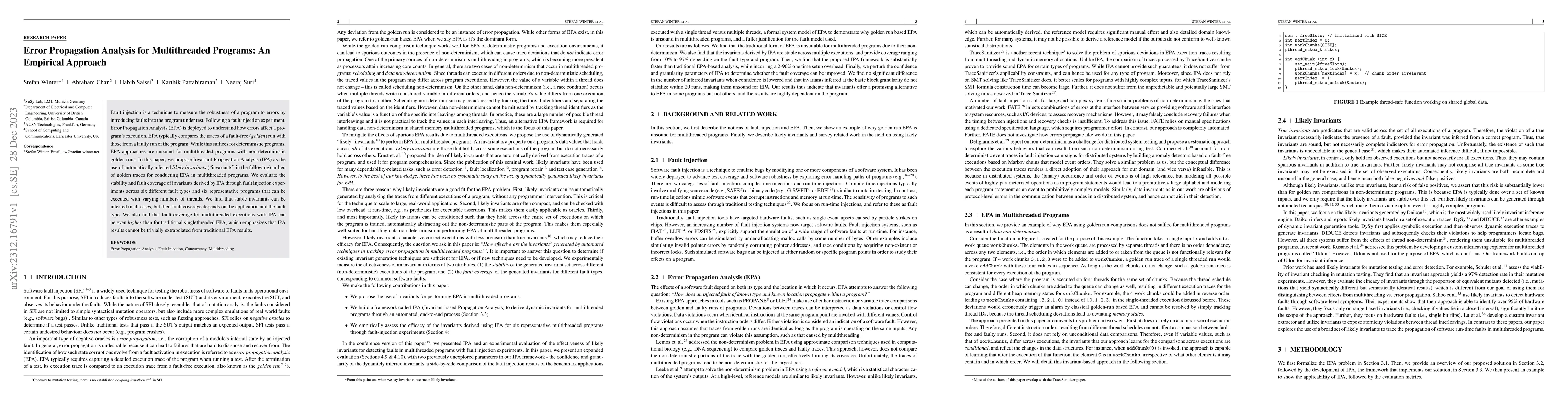 Thumbnail for Error Propagation Analysis for Multithreaded Programs: An Empirical
  Approach