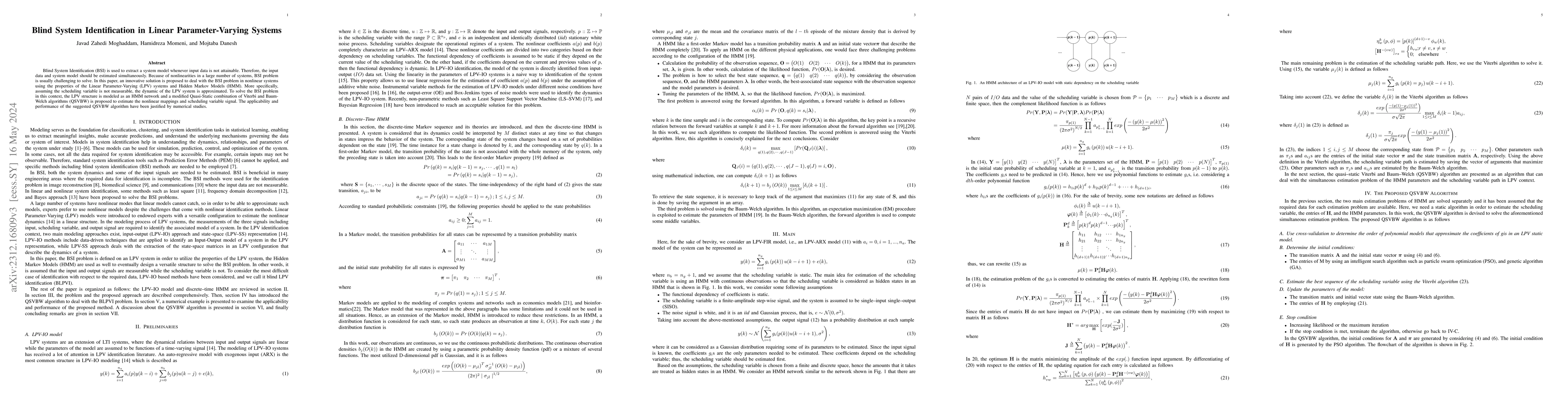 Thumbnail for Blind System Identification in Linear Parameter-Varying Systems