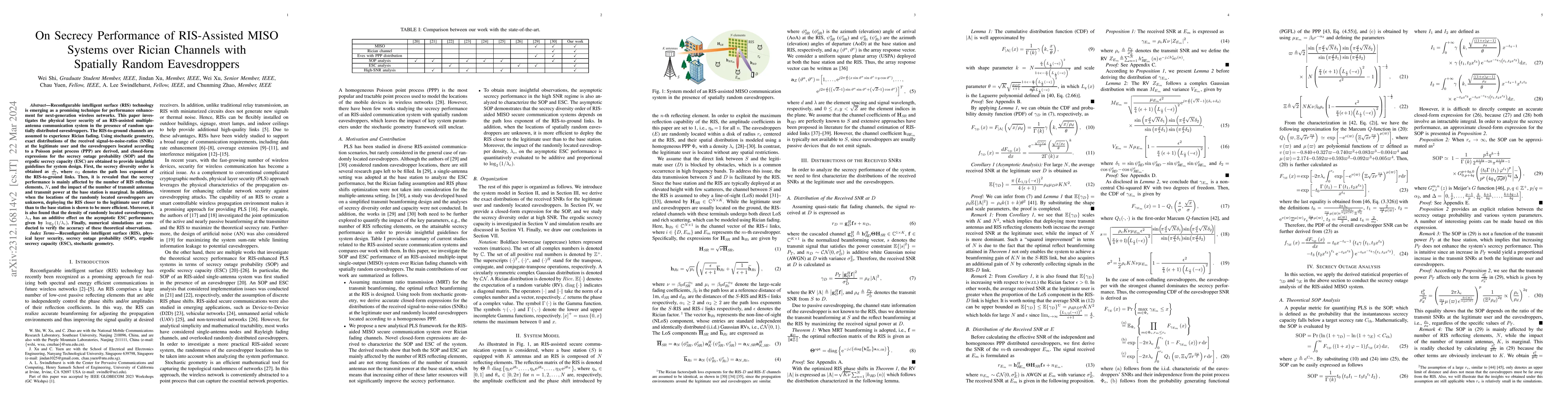 Thumbnail for On Secrecy Performance of RIS-Assisted MISO Systems over Rician Channels
  with Spatially Random Eavesdroppers