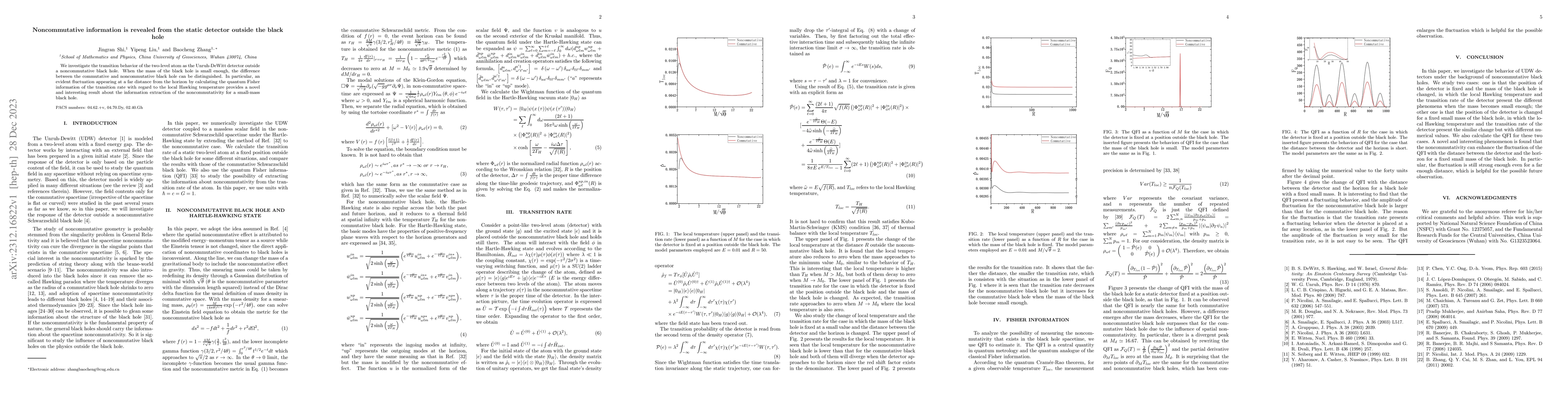 Thumbnail for Noncommutative information is revealed from the static detector outside
  the black hole