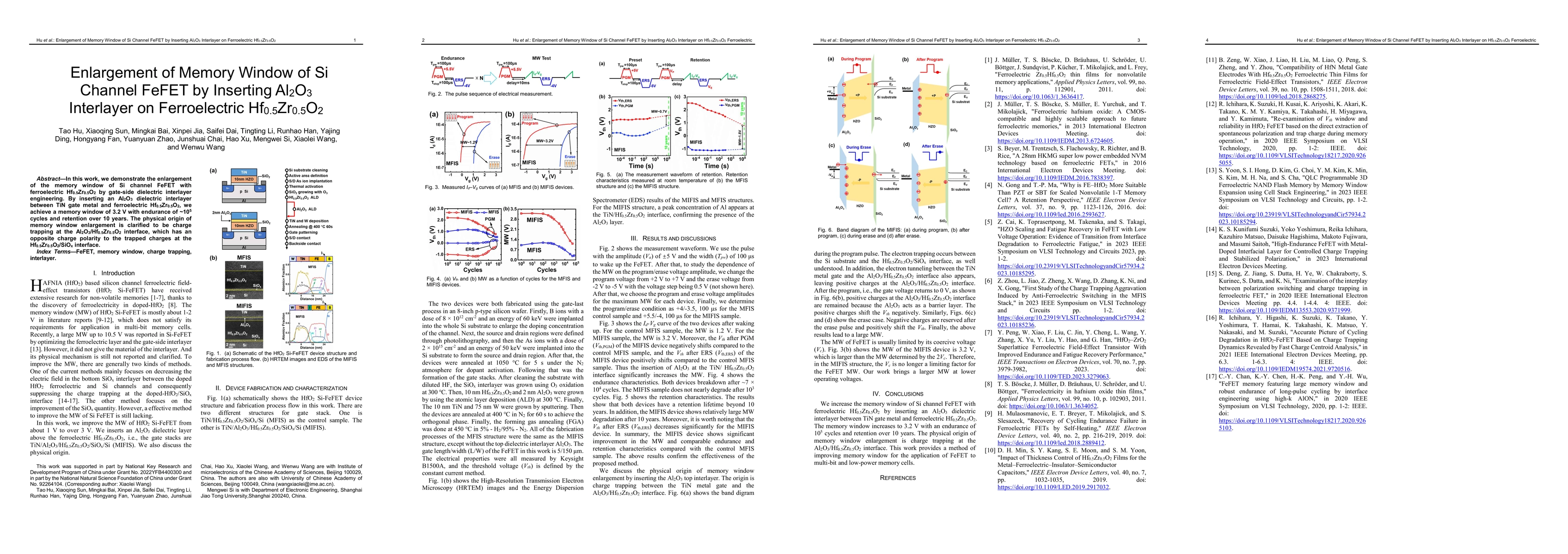 Thumbnail for Enlargement of Memory Window of Si Channel FeFET by Inserting Al2O3
  Interlayer on Ferroelectric Hf0.5Zr0.5O2