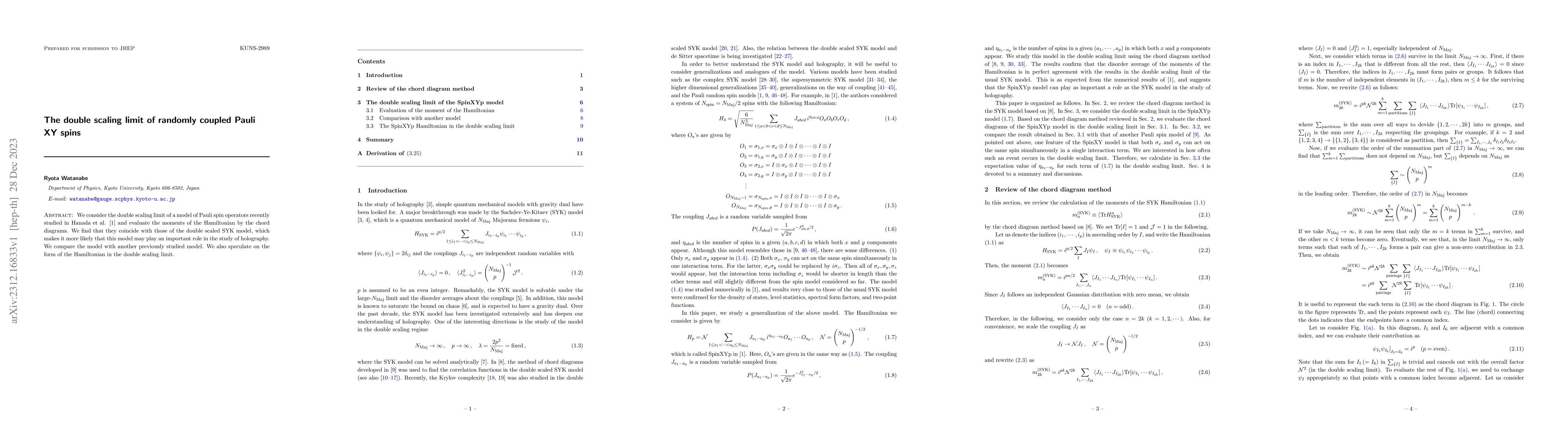 Thumbnail for The double scaling limit of randomly coupled Pauli XY spins