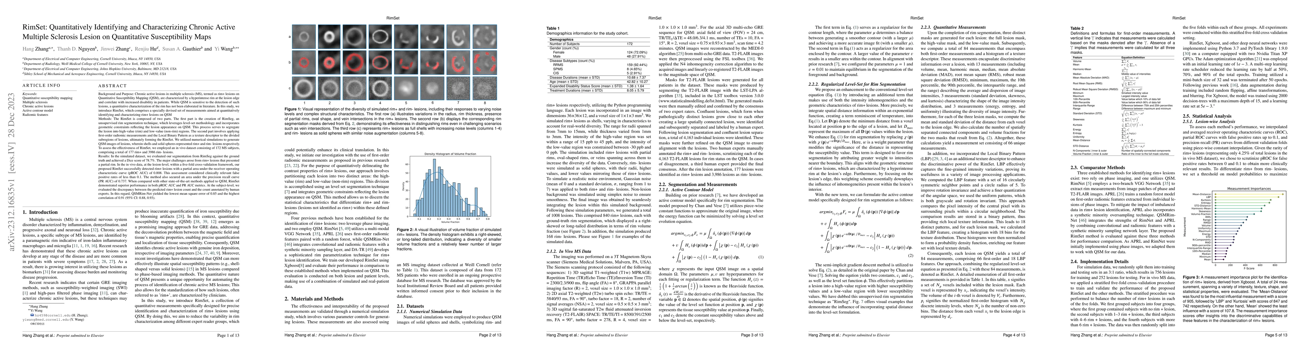 Thumbnail for RimSet: Quantitatively Identifying and Characterizing Chronic Active
  Multiple Sclerosis Lesion on Quantitative Susceptibility Maps