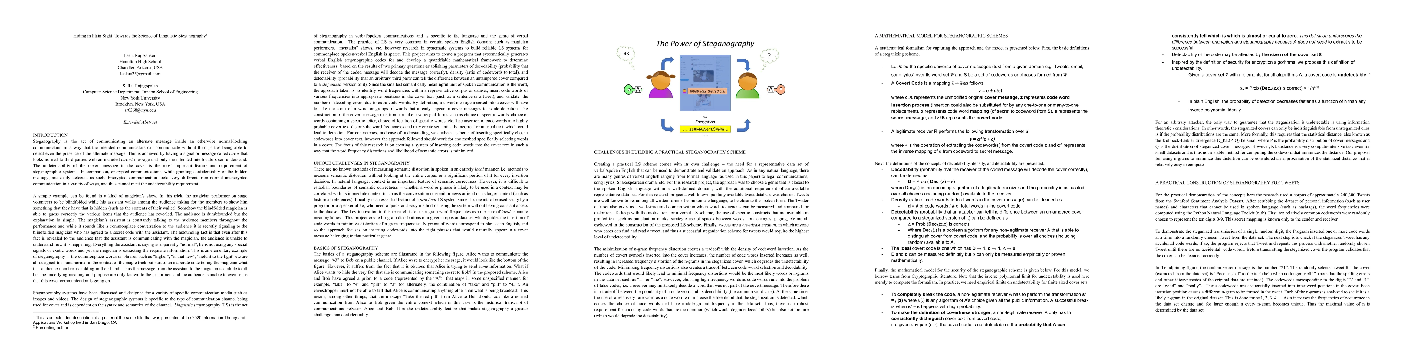 Thumbnail for Hiding in Plain Sight: Towards the Science of Linguistic Steganography