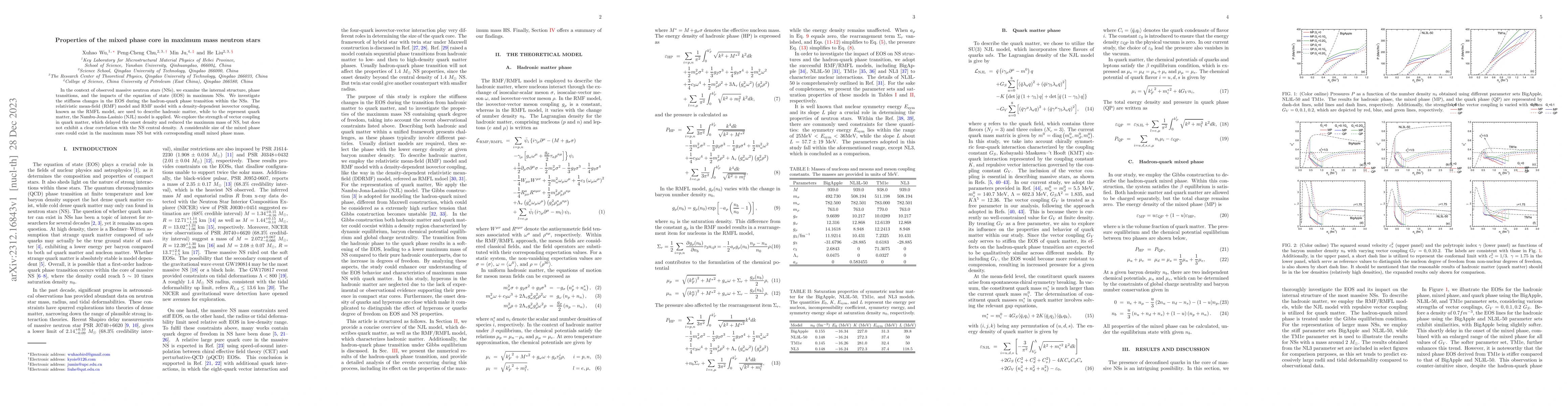 Thumbnail for Properties of the mixed phase core in maximum mass neutron stars