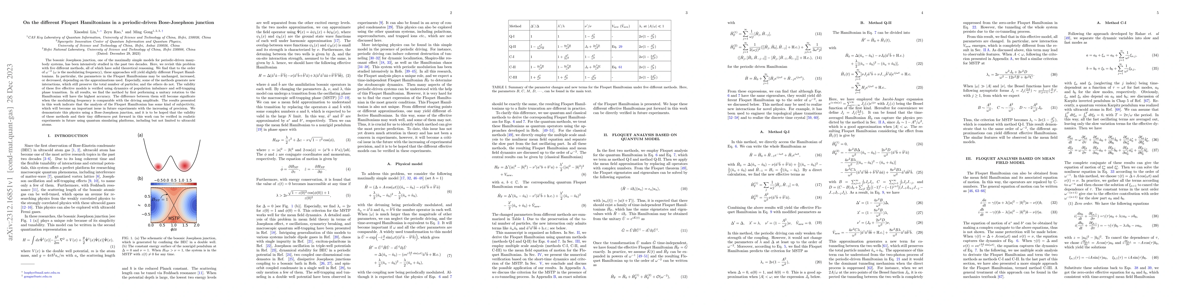 Thumbnail for On the different Floquet Hamiltonians in a periodic-driven
  Bose-Josephson junction