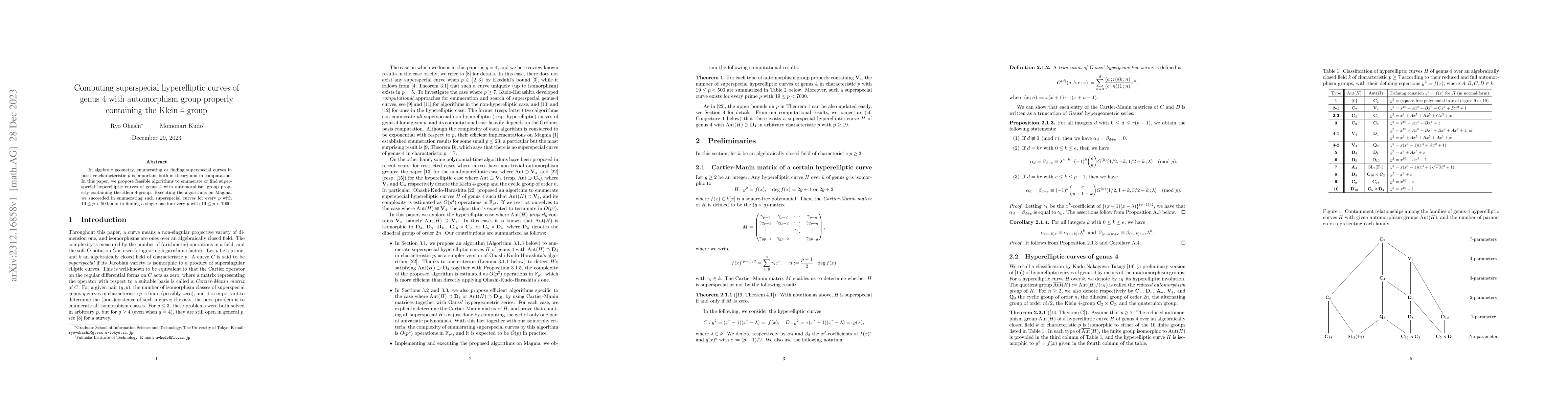 Thumbnail for Computing superspecial hyperelliptic curves of genus 4 with automorphism
  group properly containing the Klein 4-group
