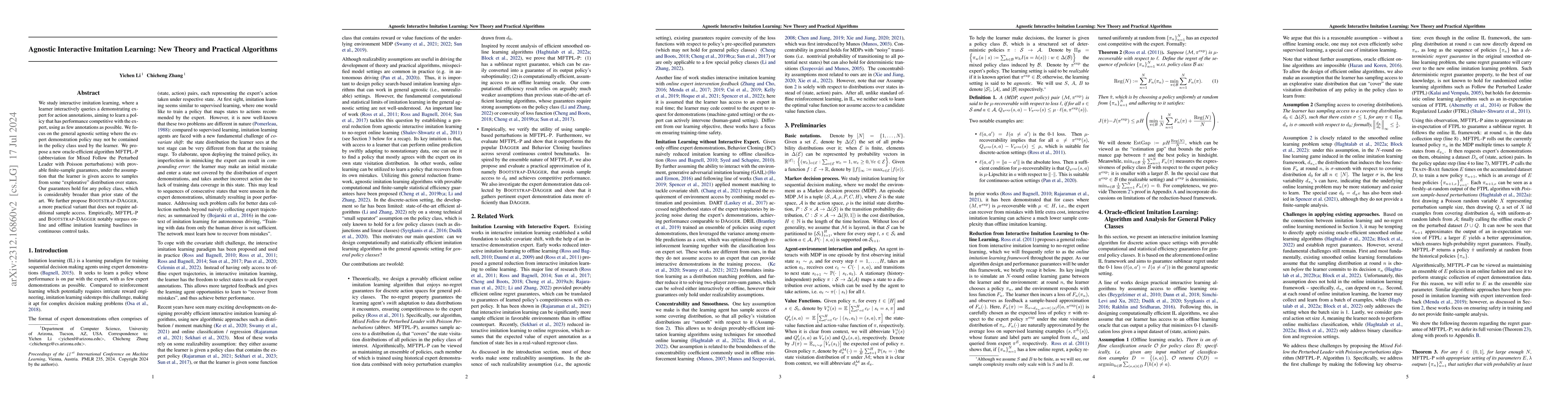 Thumbnail for Agnostic Interactive Imitation Learning: New Theory and Practical
  Algorithms