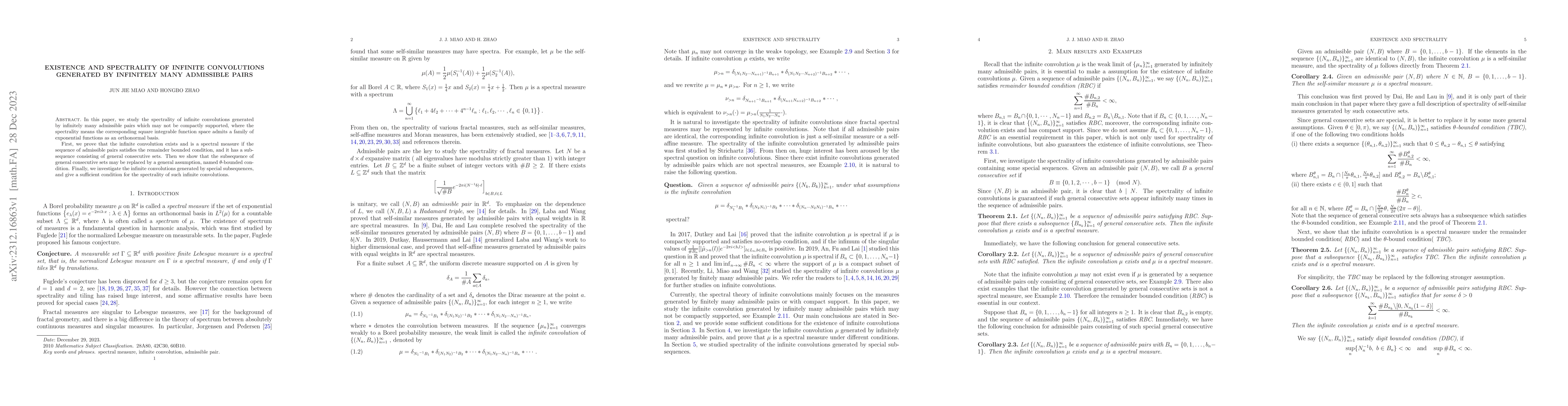 Thumbnail for Existence and spectrality of infinite convolutions generated by
  infinitely many admissible pairs
