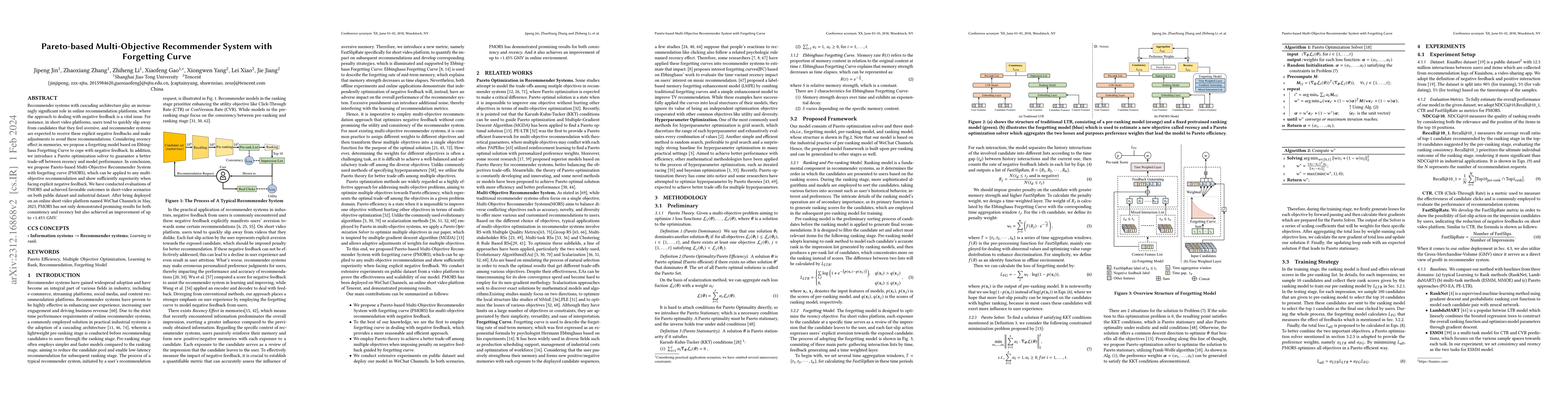Thumbnail for Pareto-based Multi-Objective Recommender System with Forgetting Curve