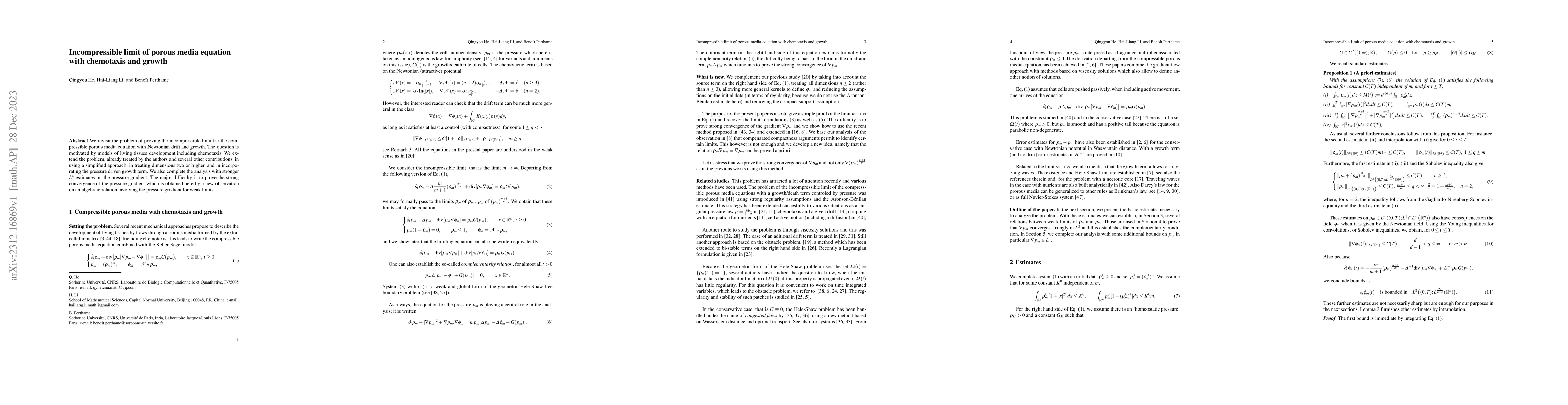 Thumbnail for Incompressible limit of porous media equation with chemotaxis and growth