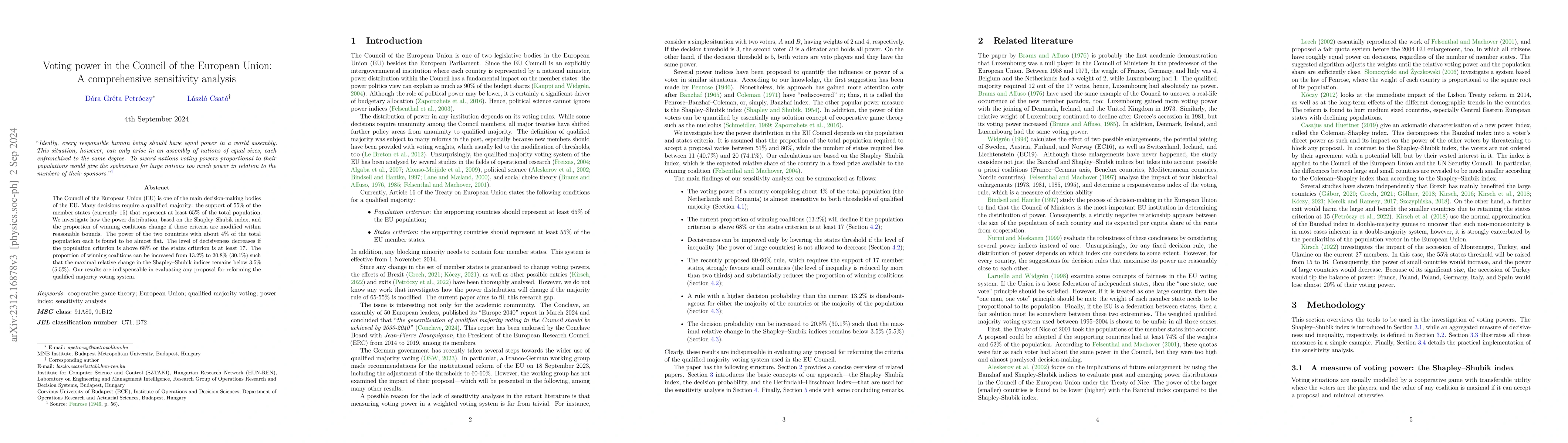 Thumbnail for Voting power in the Council of the European Union: A comprehensive
  sensitivity analysis