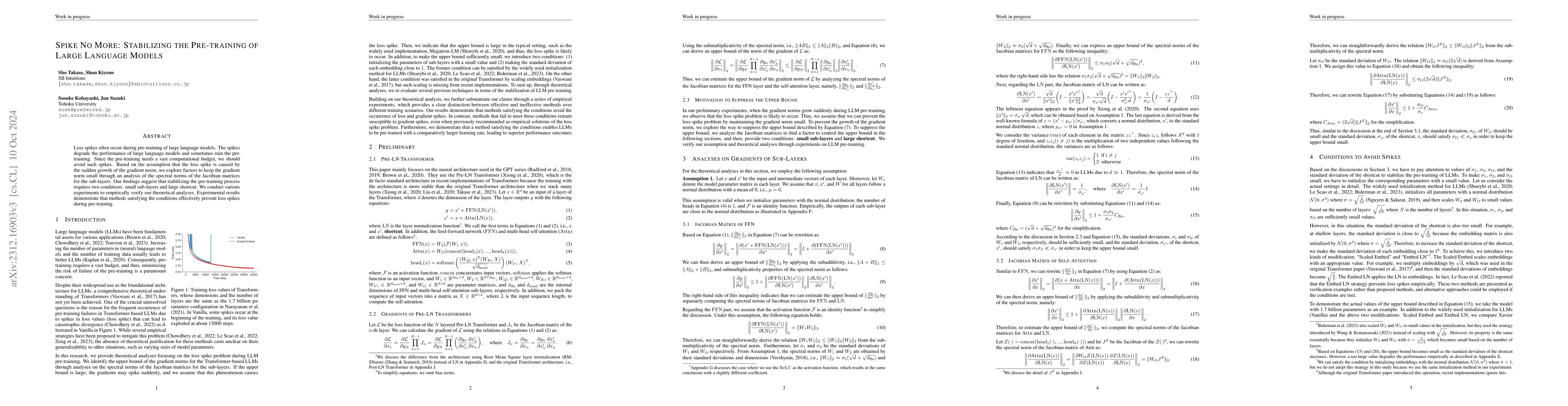 Thumbnail for Spike No More: Stabilizing the Pre-training of Large Language Models