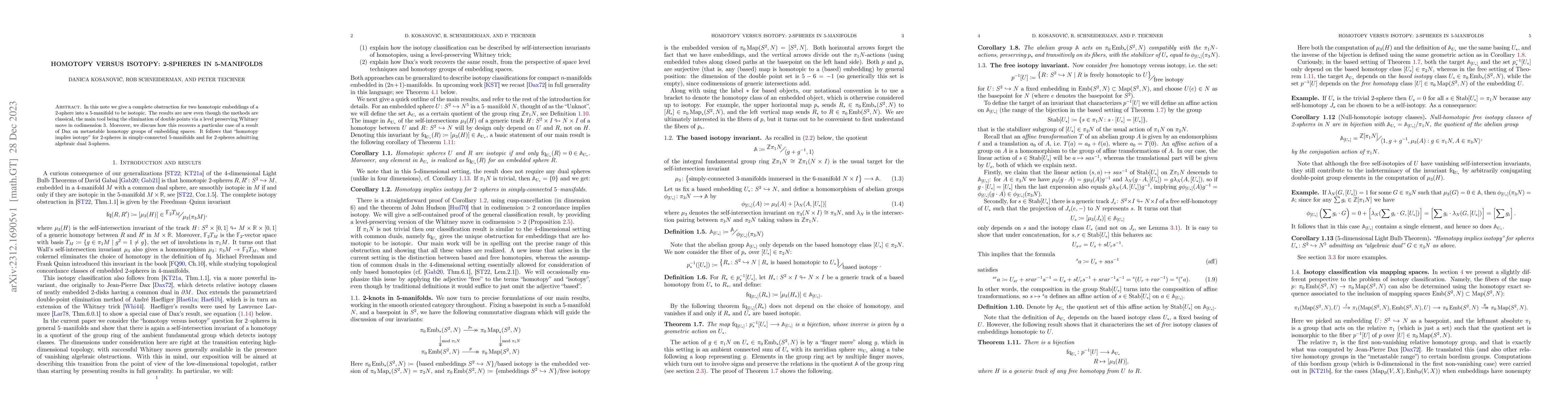 Thumbnail for Homotopy versus isotopy: 2-spheres in 5-manifolds