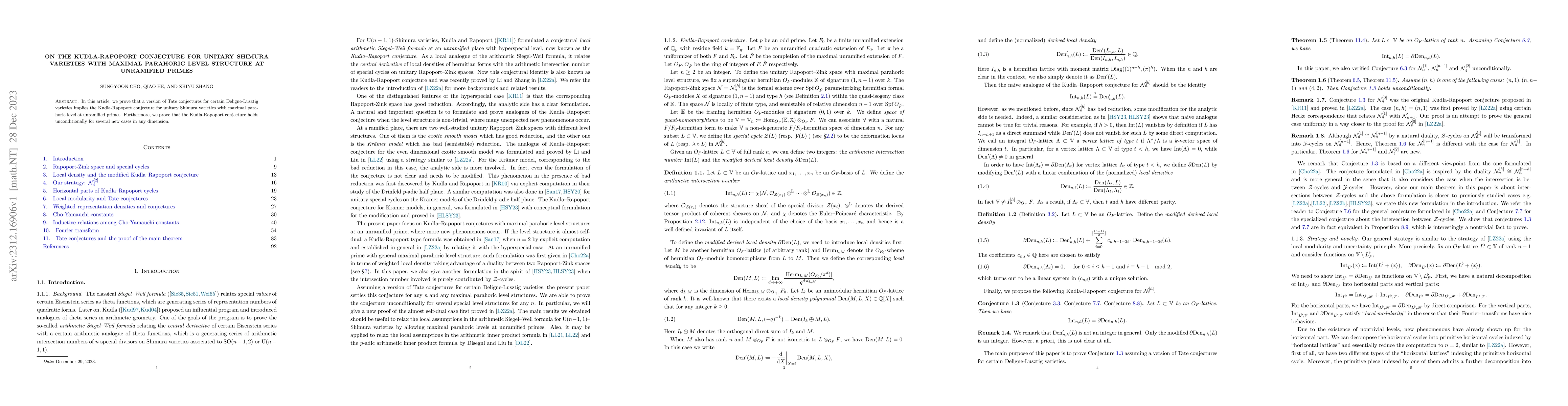 Thumbnail for On the Kudla-Rapoport conjecture for unitary Shimura varieties with
  maximal parahoric level structure at unramified primes