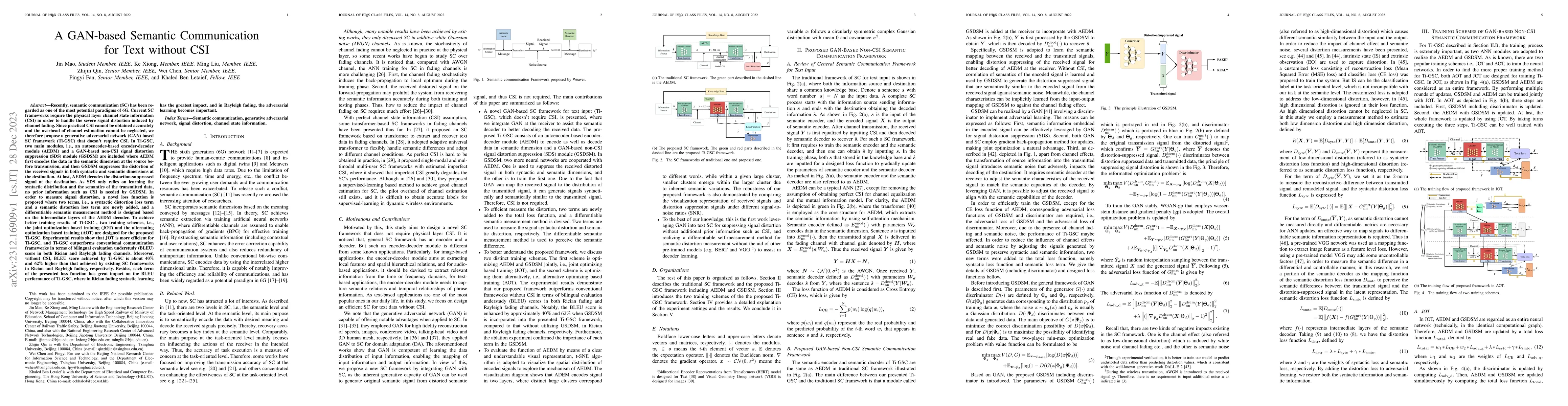 Thumbnail for A GAN-based Semantic Communication for Text without CSI