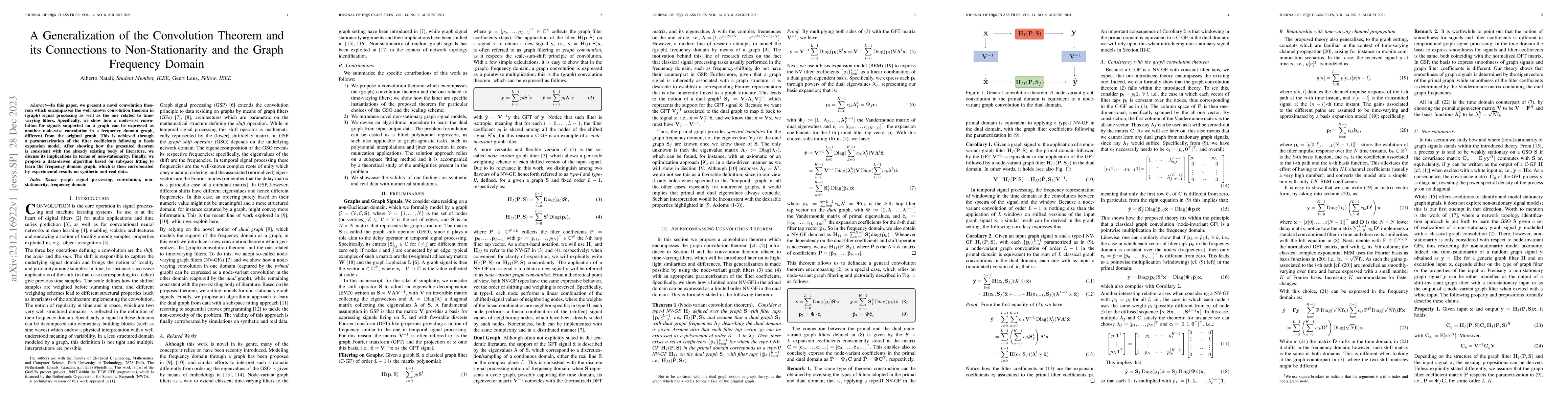 Thumbnail for A Generalization of the Convolution Theorem and its Connections to
  Non-Stationarity and the Graph Frequency Domain