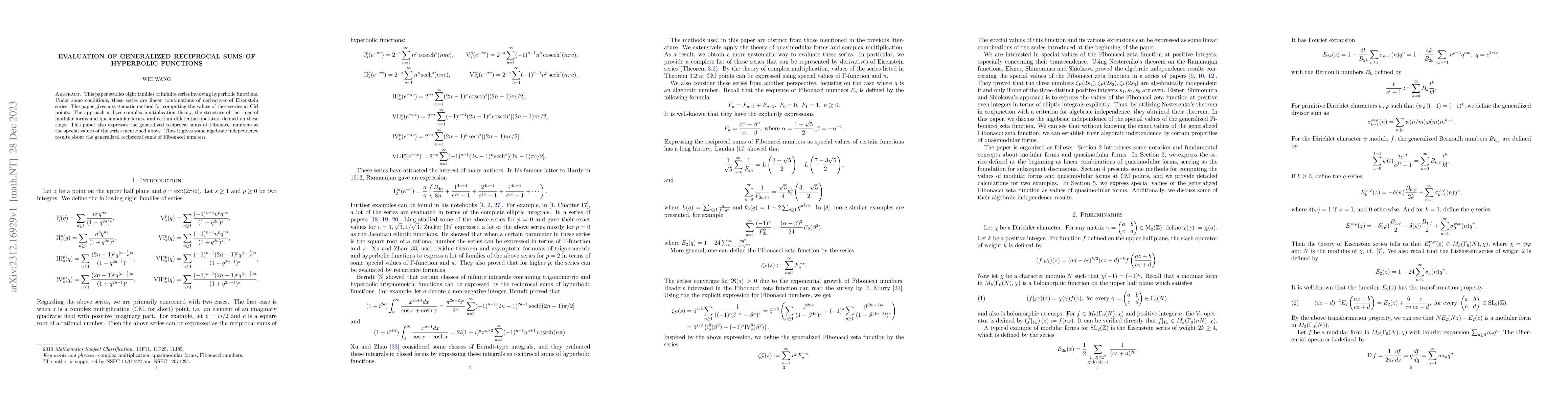 Thumbnail for Evaluation of generalized Reciprocal Sums of Hyperbolic Functions