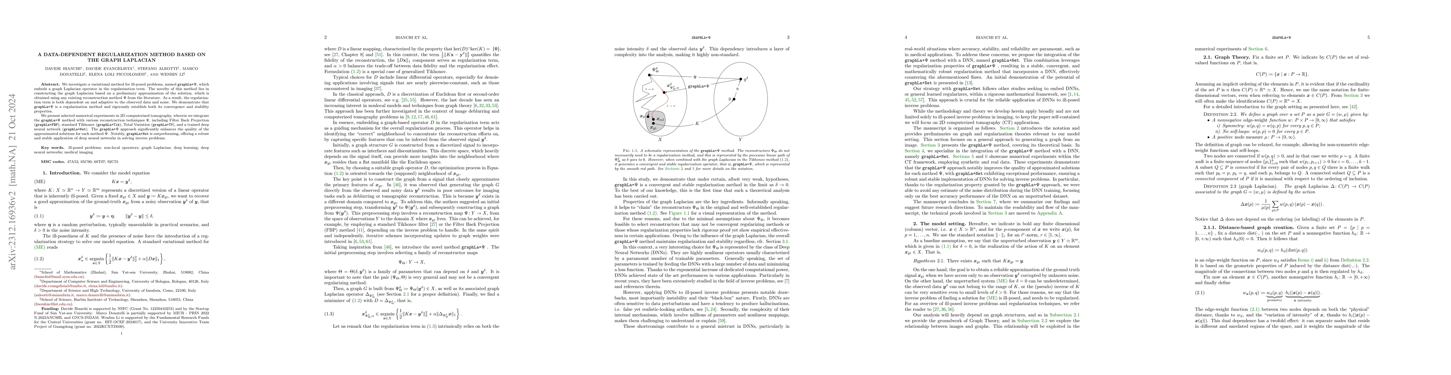 Thumbnail for A data-dependent regularization method based on the graph Laplacian