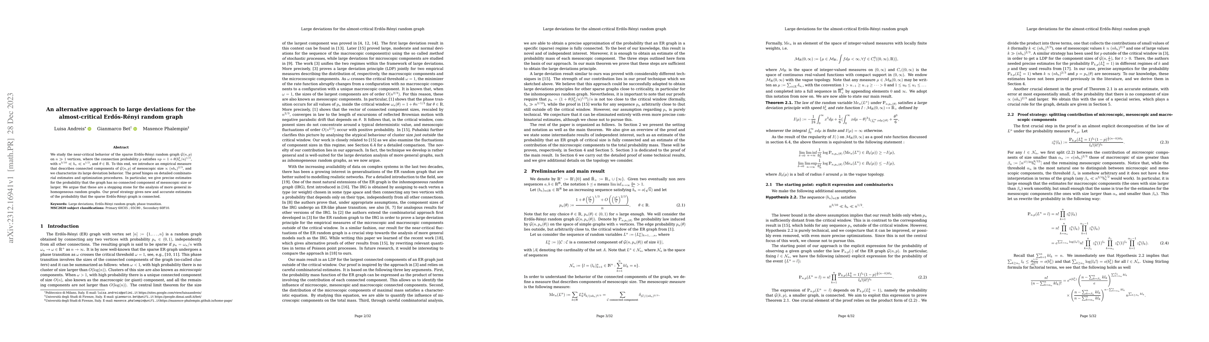 Thumbnail for An alternative approach to large deviations for the almost-critical
  Erd\H{o}s-R\'enyi random graph