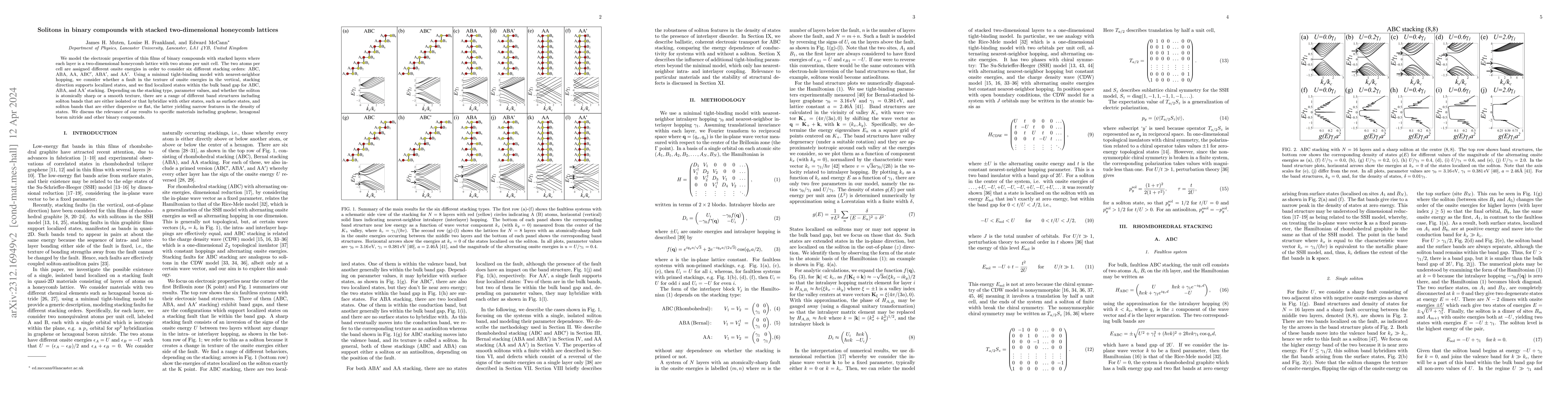 Thumbnail for Solitons in binary compounds with stacked two-dimensional honeycomb
  lattices