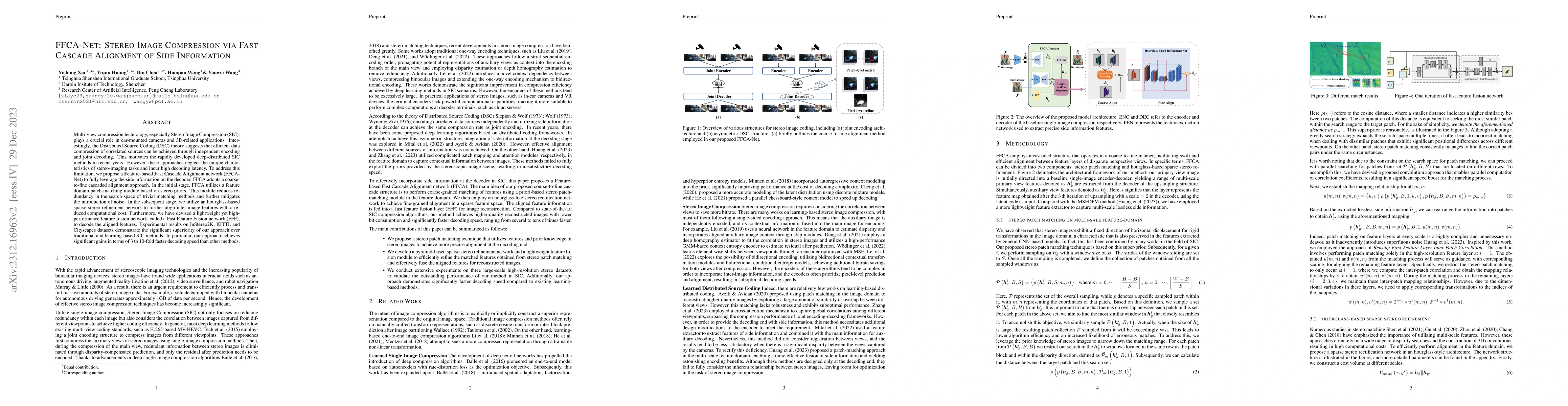 Thumbnail for FFCA-Net: Stereo Image Compression via Fast Cascade Alignment of Side
  Information