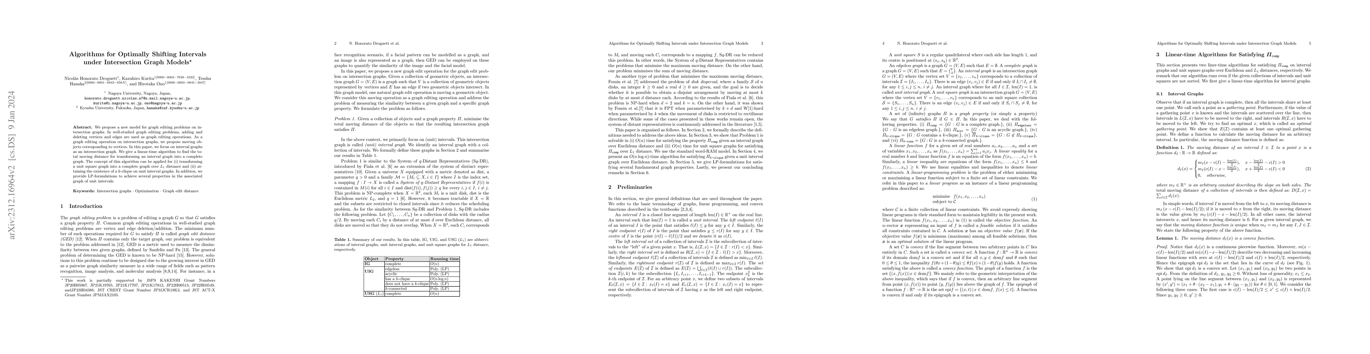 Thumbnail for Algorithms for Optimally Shifting Intervals under Intersection Graph
  Models