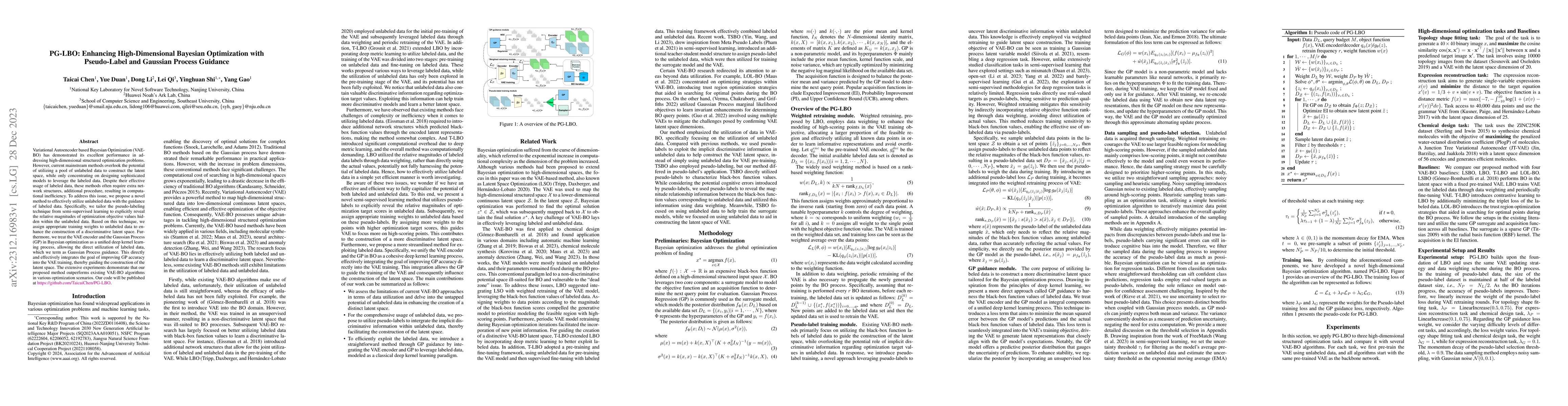 Thumbnail for PG-LBO: Enhancing High-Dimensional Bayesian Optimization with
  Pseudo-Label and Gaussian Process Guidance