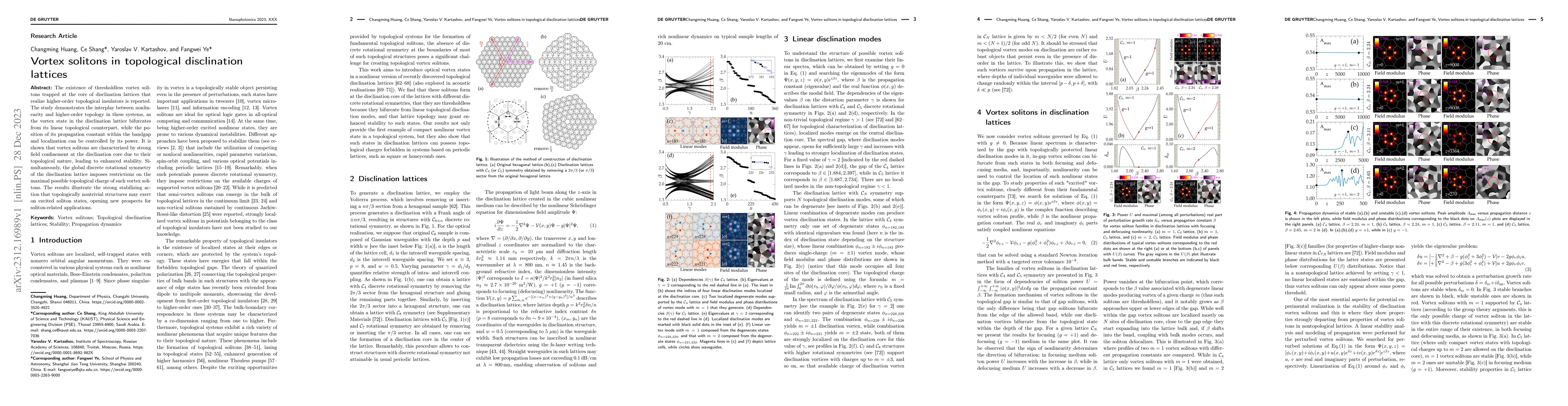 Thumbnail for Vortex solitons in topological disclination lattices